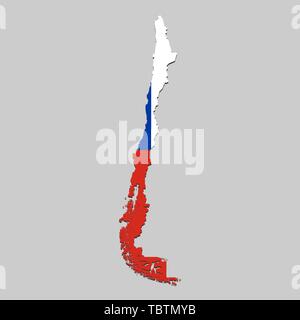 Mappa di Cile con bandiera nazionale. Illustrazione Vettoriale Illustrazione Vettoriale