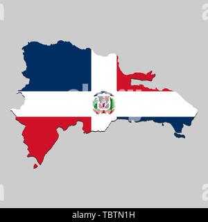 Mappa di Repubblica Dominicana con bandiera nazionale. Illustrazione Vettoriale Illustrazione Vettoriale