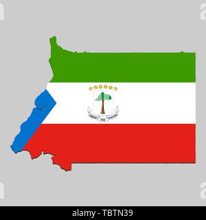 Mappa di Guinea Equatoriale con bandiera nazionale. Illustrazione Vettoriale Illustrazione Vettoriale