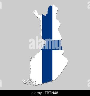 Mappa della Finlandia con bandiera nazionale. Illustrazione Vettoriale. Illustrazione Vettoriale