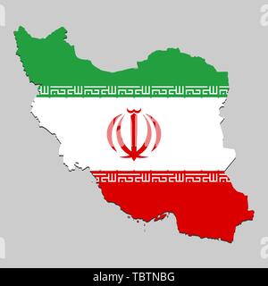 Mappa di Iran con la bandiera nazionale. Illustrazione Vettoriale Illustrazione Vettoriale