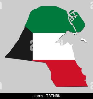 Mappa di Kuwait con bandiera nazionale. Illustrazione Vettoriale Illustrazione Vettoriale