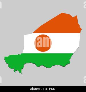 Mappa di Niger con bandiera nazionale. Illustrazione Vettoriale Illustrazione Vettoriale