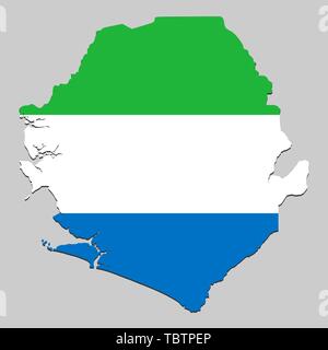 Mappa di Sierra Leone con bandiera nazionale. Illustrazione Vettoriale Illustrazione Vettoriale
