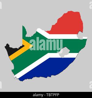 Mappa del Sud Africa con bandiera nazionale. Illustrazione Vettoriale Illustrazione Vettoriale