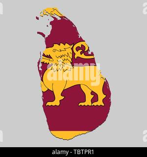 Mappa di Sri Lanka con la bandiera nazionale. Illustrazione Vettoriale Illustrazione Vettoriale