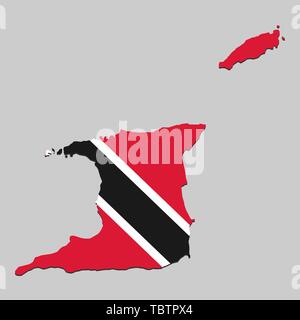 Mappa di Trinidad e Tobago con bandiera nazionale. Illustrazione Vettoriale Illustrazione Vettoriale