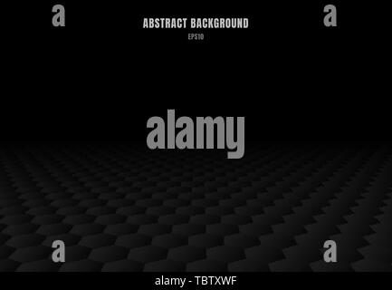 Abstract Gli esagoni neri disegno prospettico e texture con copia spazio. Stile di lusso. Illustrazione Vettoriale Illustrazione Vettoriale