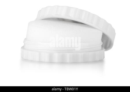 White lustrascarpe spugna isolato su sfondo bianco Foto Stock