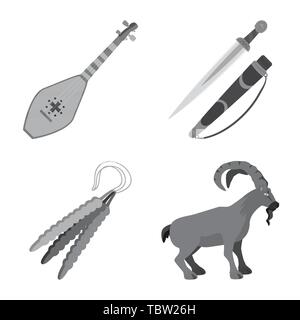 Il design del vettore di attributi e il turismo logo. Una raccolta di attributi e il vettore nazionale icona per stock. Illustrazione Vettoriale