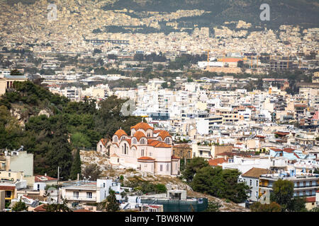 Vista panoramica della città di Atene Foto Stock