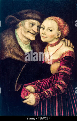 Lucas Cranach il Vecchio, il Ill-Matched giovane, pittura, 1517 Foto Stock