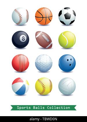 Grande raccolta di diversi sport palle per i vostri lavori creativi. Illustrazione Vettoriale. Illustrazione Vettoriale