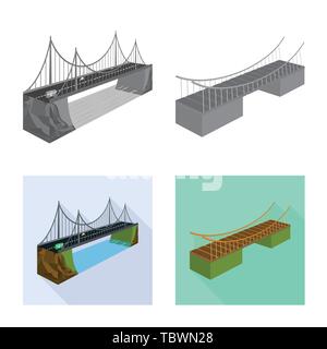 Ponte,rock,montato,Calcestruzzo,appeso,mattone,banca,l'autostrada,fiume,metalli,cascata,costruzione,corrimano,penduli,costruzione,stream,,cavo collegamento,design,costruire,lato,bridgework,l'architettura,landmark,struttura,attraversando,Vista,impostare,vettore,icona,immagine,isolato,raccolta,l'elemento,graphic,segno, Vettori vettore , Illustrazione Vettoriale