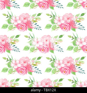 Eleganti fiori di primavera acquerello pattern senza giunture Foto Stock