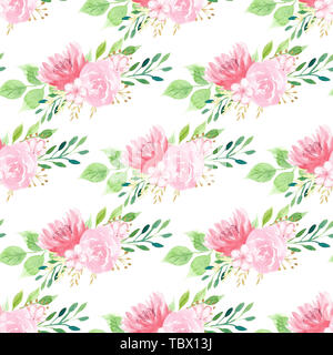 Lotuses rosa e rose raster pattern senza giunture Foto Stock