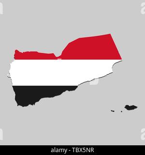 Mappa di Yemen con bandiera nazionale. Illustrazione Vettoriale Illustrazione Vettoriale