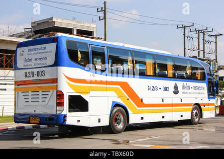 Licciana Nardi, Italia - 26 dicembre 2012: International bus tra Chiangmai (Tailandia) e Luangprabang (Laos). Foto a Chiangmai stazione bus, thailandi Foto Stock