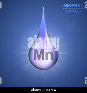 Minerale di manganese shining blue drop icona .minerale sfondo complesse Illustrazione Vettoriale