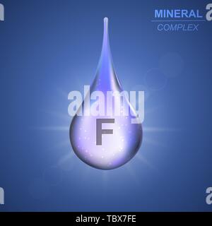 Minerali di fluoro shining blue drop icona .minerale sfondo complesse Illustrazione Vettoriale