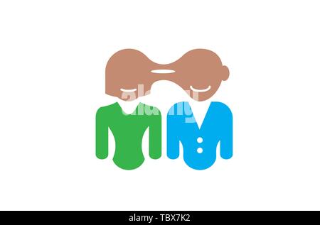 Disegno grafico colorato di simbolo di disegno di abbratto della coppia di logo Illustrazione Vettoriale