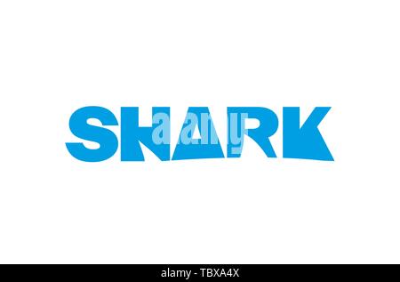 Illustrazione del disegno vettoriale del testo blu del logo Shark Illustrazione Vettoriale