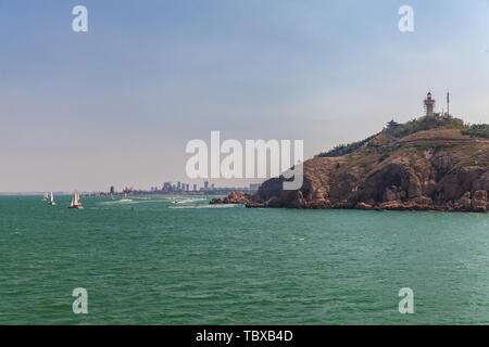 Mare Bohai scenario di Penglai Changshan isole, Yantai, Provincia di Shandong, Cina Foto Stock