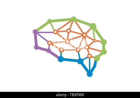 Illustrazione del disegno del simbolo vettoriale del logo Brain Tech Illustrazione Vettoriale