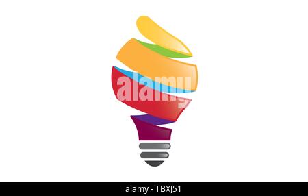 Creative colorful Spiral Bubl Lamp idea Logo Vector Illustrazione Vettoriale