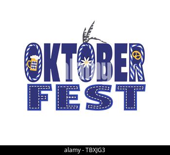 Oktoberfest disegnati a mano tipografici elemento di design Illustrazione Vettoriale