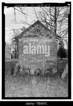 Nord (posteriore) vista in alzato che mostra CLEANOUTS SANITARI, guardando a sud, con scala FrazierPressley House, Privato, intersezione strade provinciali e 33,112 47, Abbeville, Abbeville County, SC Foto Stock