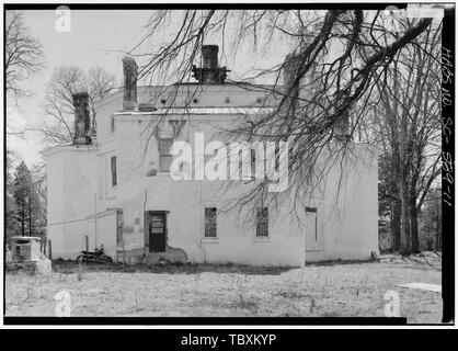 Nord (posteriore) di elevazione, guardando a sud FrazierPressley House, intersezione strade provinciali e 33,112 47, Abbeville, Abbeville County, SC Foto Stock