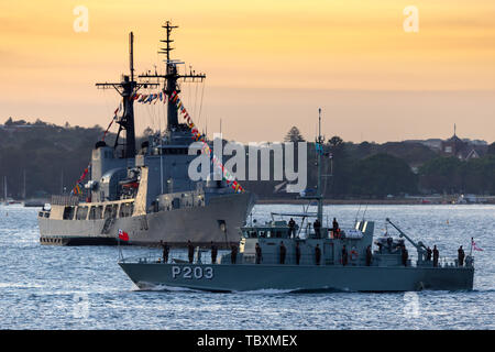 Imbarcazione di pattuglia Savea VOEA (P203) del Tongan Servizi di difesa nel porto di Sydney. Foto Stock