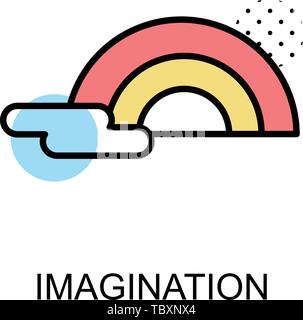 Icona di immaginazione e arcobaleno su sfondo bianco con illustrazione design.vettore Illustrazione Vettoriale