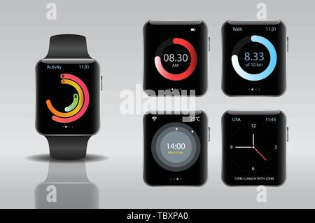 Smart intelligenza elettronica watch.illustrazione vettoriale Illustrazione Vettoriale