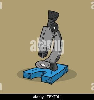 Illustrazione di microscopio sul colore di sfondo Illustrazione Vettoriale