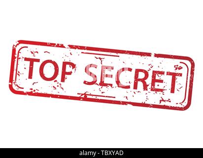 Rettangolo rosso timbro con la dicitura top secret su sfondo bianco Illustrazione Vettoriale