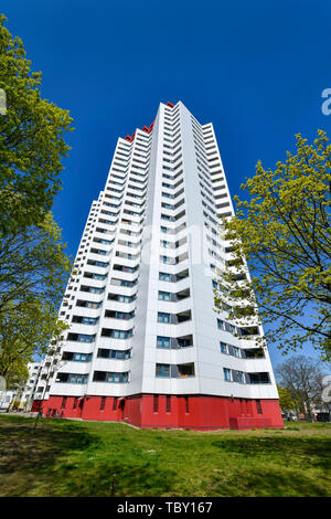 Blocco a torre, Zwickauer dam 12, Gropiusstadt, Neukölln, Berlino, Germania, Wohnhochhaus, Zwickauer Damm 12, Deutschland Foto Stock