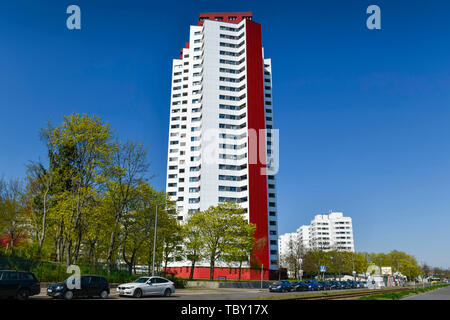 Blocco a torre, Zwickauer dam 12, Gropiusstadt, Neukölln, Berlino, Germania, Wohnhochhaus, Zwickauer Damm 12, Deutschland Foto Stock