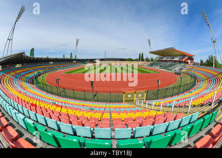 Friedrich-Ludwig-Jahn-Stadion, Eberswalder street, Prenzlauer montagna, Pankow, Berlino, Germania, Eberswalder Straße, Prenzlauer Berg, Deutschland Foto Stock