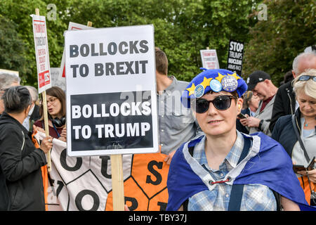 Londra, Regno Unito. 03 Giugno, 2019. La protesta degli attivisti di bottino trionfi banchetto con la regina fuori Buckingham Palace, il 3 giugno 2019, Londra, UK Credit: capitale dell'immagine/Alamy Live News Foto Stock