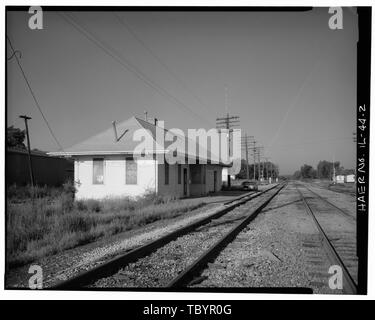 A nord e a est di facciate guardando verso sud-ovest. Rock Island Railroad, Seneca deposito passeggero, principali e le strade di cassa, Seneca, La Salle County, il Rock Island Railroad Foto Stock