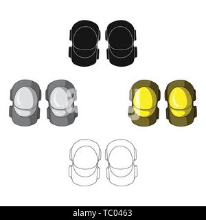 Il gomito di protezione delle pastiglie per i ciclisti. Protezione per gli atleti.ciclista outfit unica icona in cartoon,nero stile simbolo vettore stock web illustrazioni. Illustrazione Vettoriale