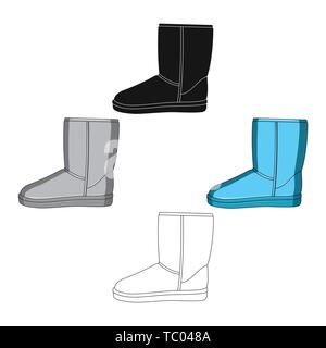 Caldo inverno blu ugg stivali. Comode scarpe invernali per usura quotidiana .scarpe diverse unica icona in cartoon,nero stile simbolo vettore stock mal web Illustrazione Vettoriale