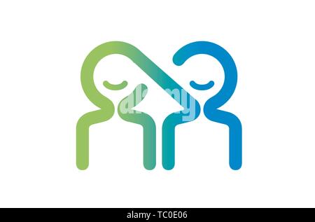 Illustrazione del disegno del simbolo vettoriale di collegamento della coppia di persone Illustrazione Vettoriale