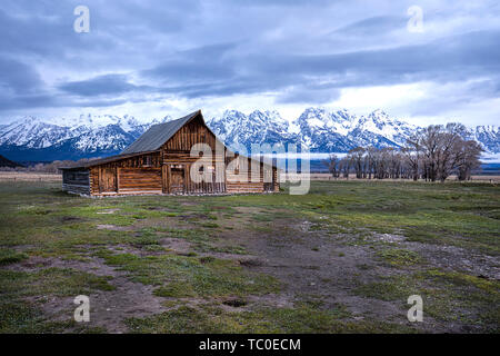 La Scenic Moulton granaio sulla fila di mormoni al Grand Tetons in Wyoming. Foto Stock