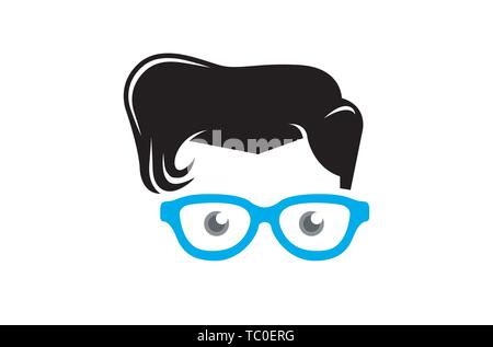 Creative Geek Glasses Logo Design Illustrazione del simbolo del vettore Illustrazione Vettoriale