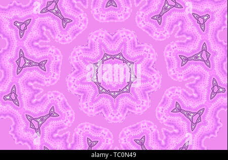 Abstract caleidoscopio sfondo rosa, bellissima seamless pattern. Foto Stock