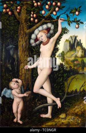 Lucas Cranach il Vecchio, Cupido si lamentò con Venere, dipingendo ad olio su legno, intorno al 1525 Foto Stock