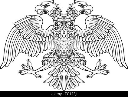 Doppia testa di aquila imperiale con due teste Illustrazione Vettoriale